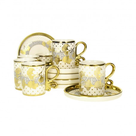 Porcelain Coffee Cup Set with Plain Textured Saucer.