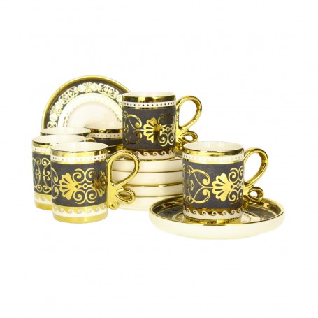 Porcelain Coffee Cup Set with Plain Textured Saucer.