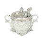Glass Sugar Bowl with Metal Holder and Spoon.