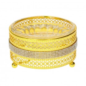 Glass Ashtray with Metal Holder.