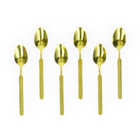 6-Piece Small Gold-Plated Embossed Spoon Set.
