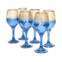 6 pieces of blue Bohemian juice glasses with a base