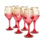6 pieces of red Bohemian juice glasses with a base