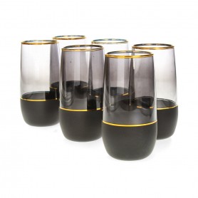 6 pieces of long black Bohemian juice glasses