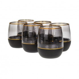 6 pieces of short black Bohemian juice glasses