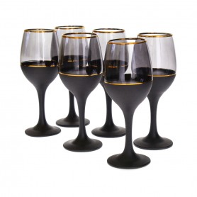 6 pieces of black Bohemian juice glasses with a base