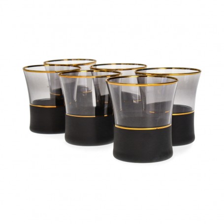 6 pieces of short black Bohemian juice glasses