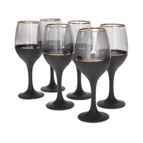 6 pieces of black Bohemian juice glasses with a base