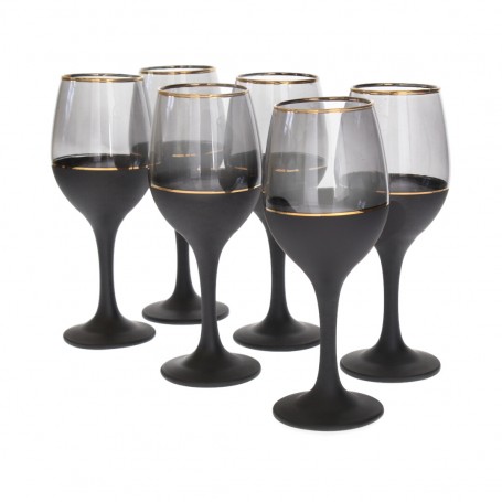 6 pieces of black Bohemian juice glasses with a base