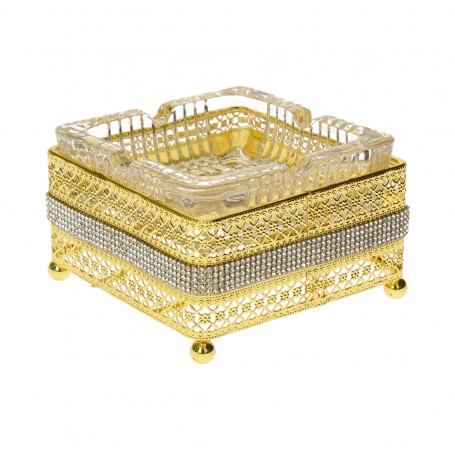 Glass cigar holder with a diamond-shaped metal base