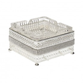 Glass cigar holder with a diamond-shaped metal base