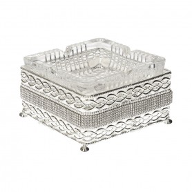 Glass cigar holder with a diamond-shaped metal base