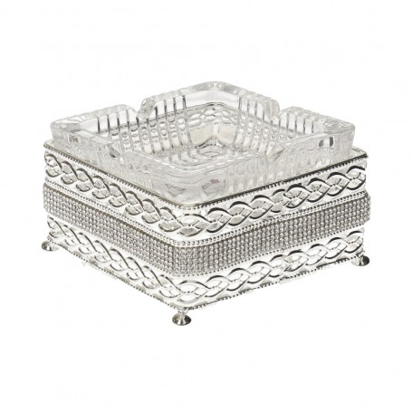 Glass cigar holder with a diamond-shaped metal base