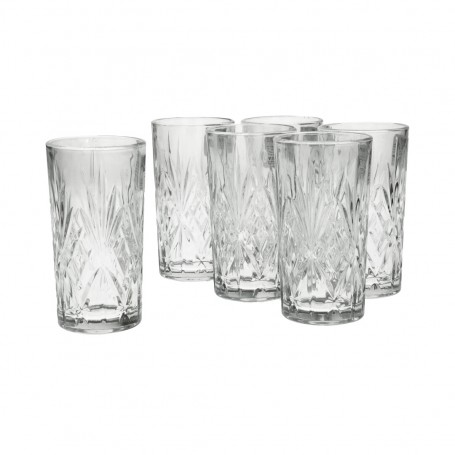 6 pieces of long clear glass juice glasses