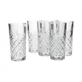 6 pieces of long clear glass juice glasses