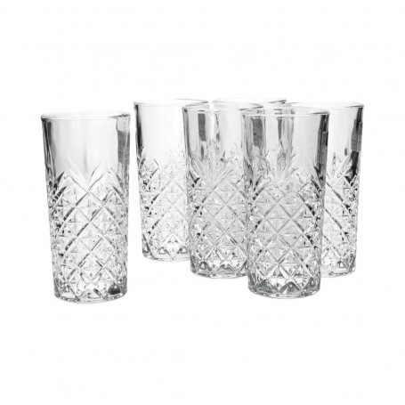 6 pieces of long clear glass juice glasses