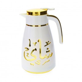 ترمس شاي وقهوة أبيض قلب زجاج