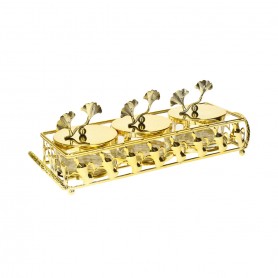 صينية مكسرات معدن صحن زجاج ثلاثية