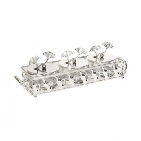 صينية مكسرات معدن صحن زجاج ثلاثية