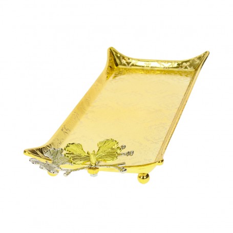 Metal dessert tray with a butterfly handle