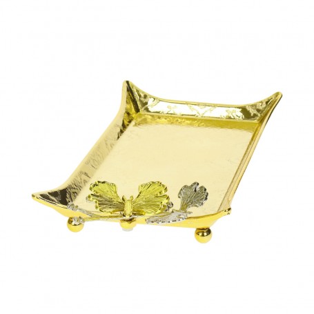 Metal dessert tray with a butterfly handle