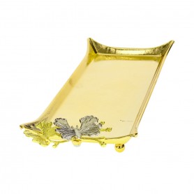 Metal dessert tray with a butterfly handle