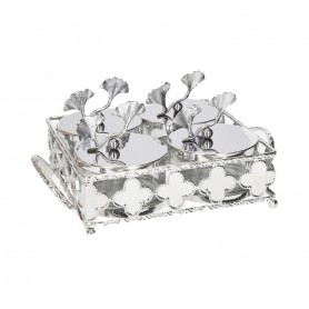 Metal nut tray with a square glass plate