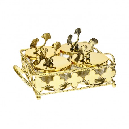 Metal nut tray with a square glass plate