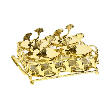 Metal nut tray with a square glass plate