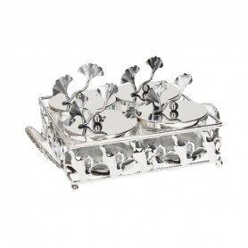 Metal nut tray with a square glass plate