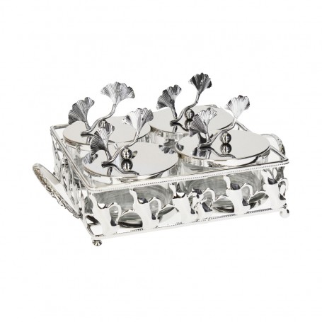 Metal nut tray with a square glass plate