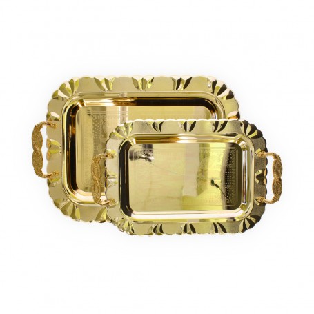 Set of two high metal trays