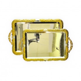 Set of two high metal trays