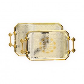 Set of two high metal trays