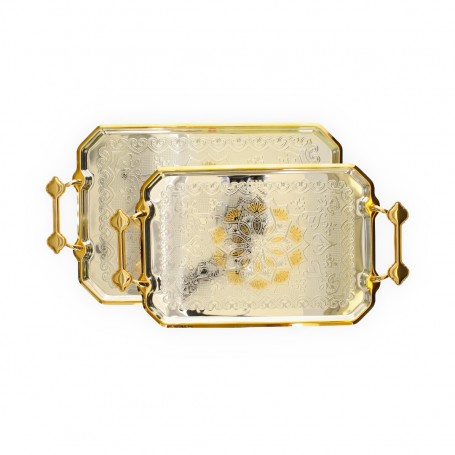 Set of two high metal trays