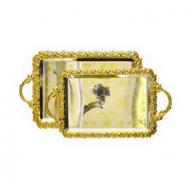 Set of two high metal trays