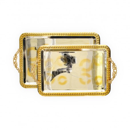 طقم صواني معدن عال قطعتين