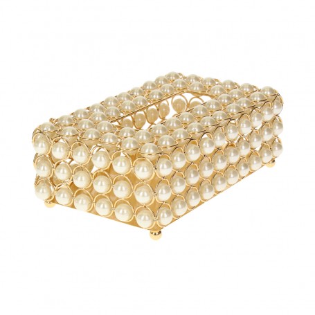 Metal tissue box with a crystal stone design