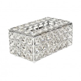 Metal tissue box with a crystal stone design