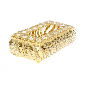 Metal tissue box with a crystal stone design