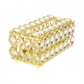 Metal tissue box with a crystal stone design