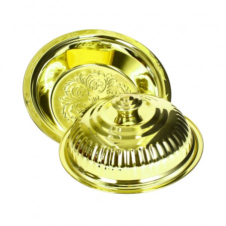 Platter with golden lid size 30 CM