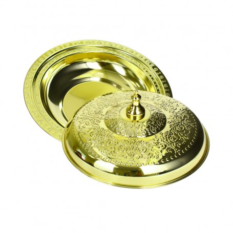 Golden platter size 34 CM with lid