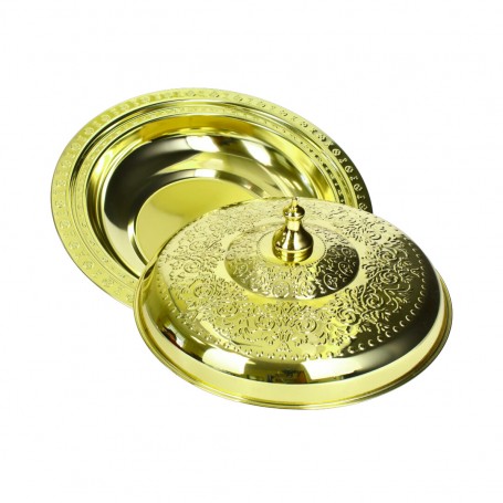 Golden platter size 38 CM with lid