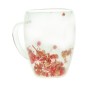 Double-walled glass cup with dry flower handle