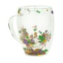 Double-walled glass cup with dry flower handle