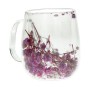 Double-walled glass cup with dry flower handle