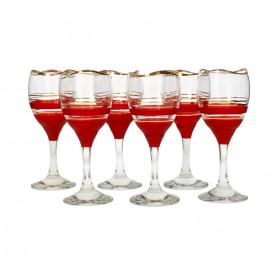 6 juice glasses, red rimmed Pastry