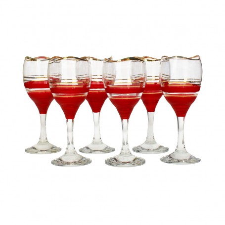 6 juice glasses, red rimmed Pastry