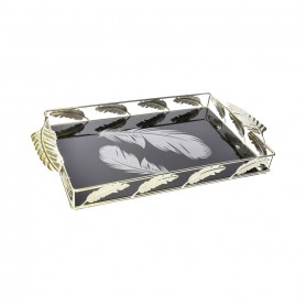 Luxury Metal Serving Tray with Glass Base.